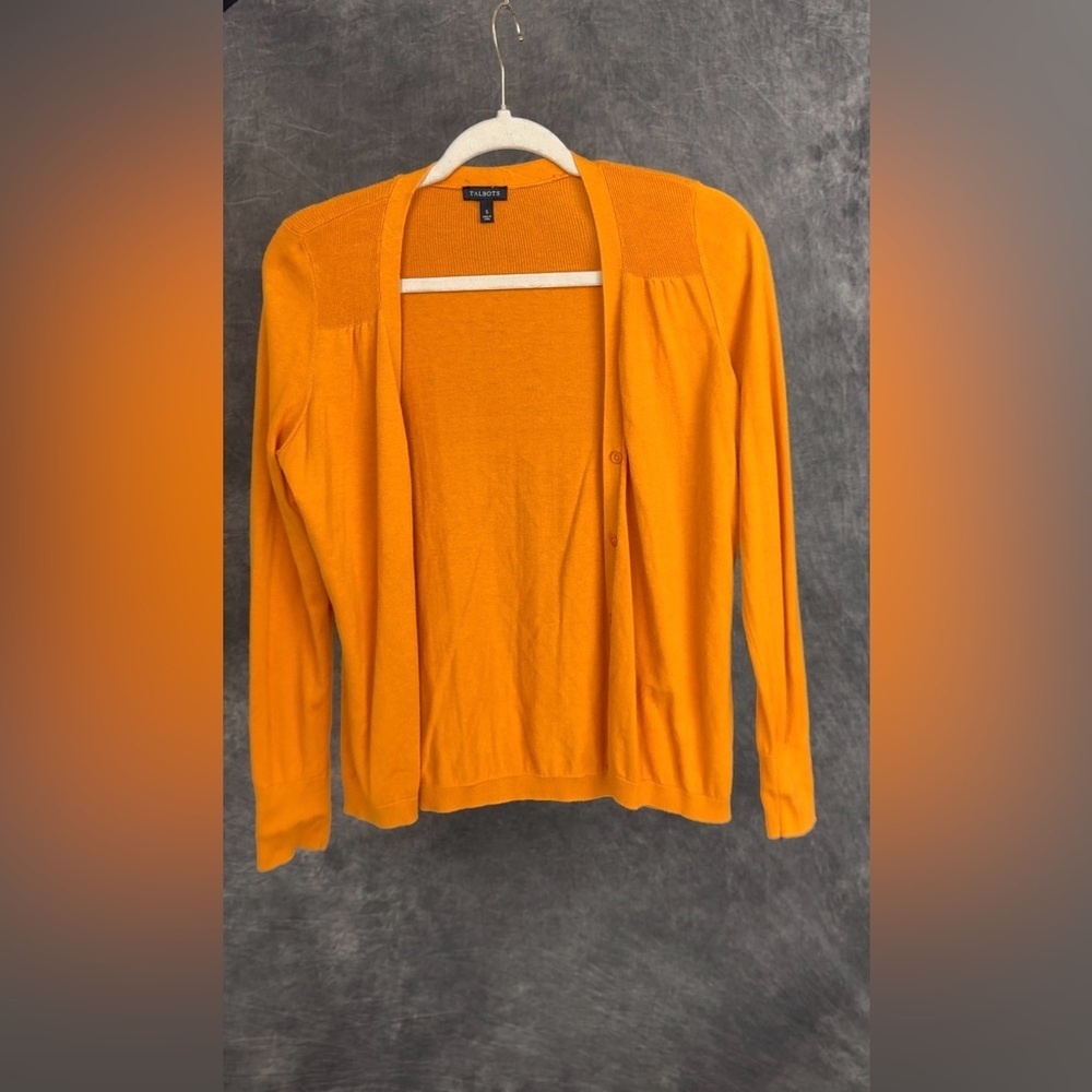 Talbots Pumpkin Orange Lightweight Button-Front Cardigan | Size S | Flawed